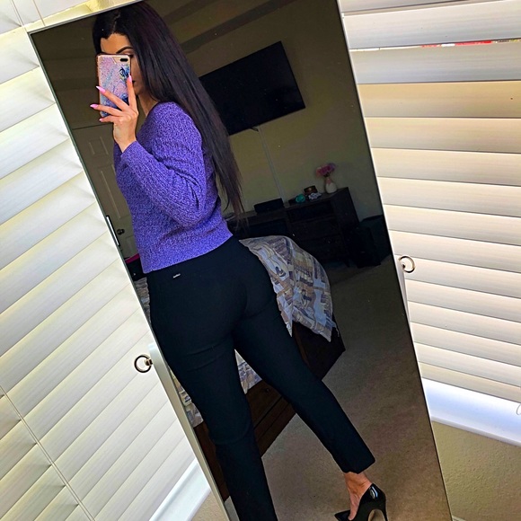 Karen Scott purple ribbed sweater size M - Picture 2 of 3